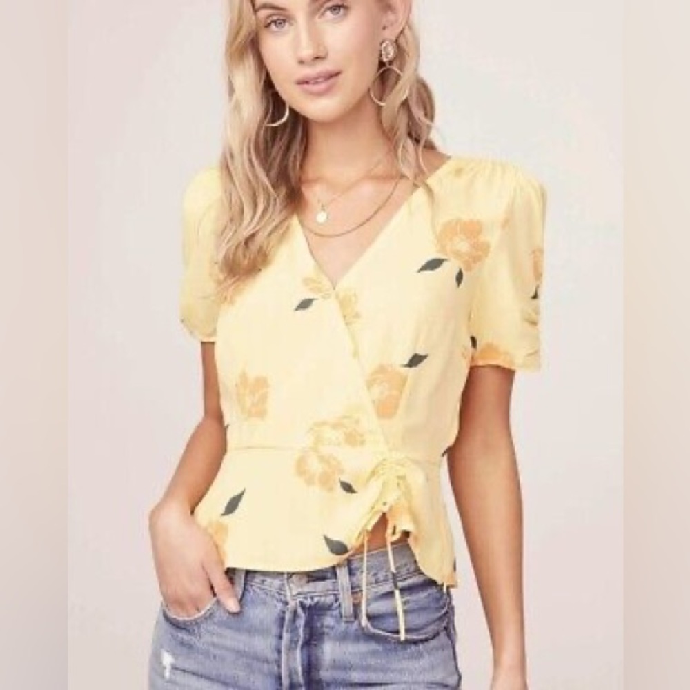 ASTR The Label Yellow floral blouse
